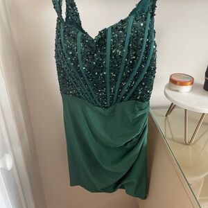 Emerald green mini dress